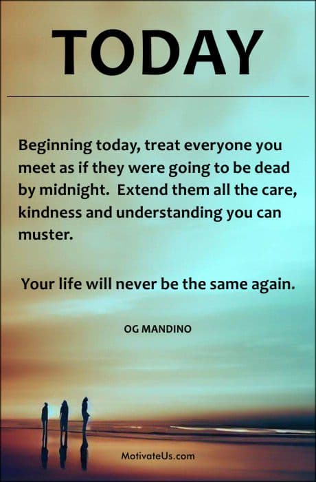 3 people on the beach and quote by Og Mandino