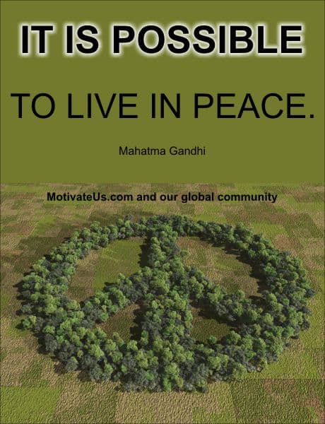 A Picture: (Peace Sign Made Of Trees with The Quote:  quote1 on it.