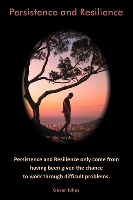 Persistence Through Struggle man standing on a tree limb high in the air