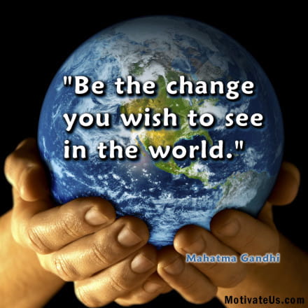 A Picture: (Hands Holding World with The Quote:  quote1 on it.