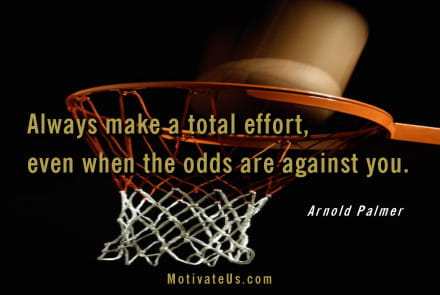 A Picture: (Basketball Into Hoop with The Quote:  quote1 on it.