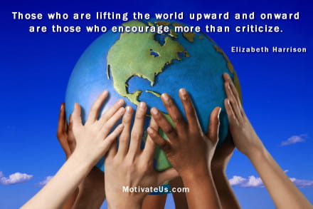 A Picture: (Hands Holding World with The Quote:  quote1 on it.