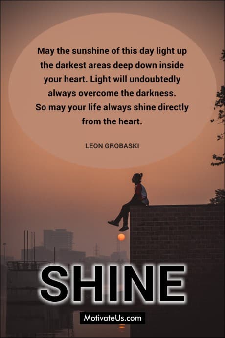 picture of the sun rising and a quote by Leon Grobaski