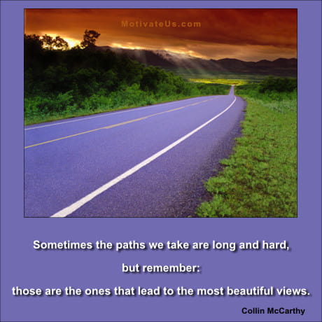 A Picture: (Long Road with The Quote:  quote1 on it.