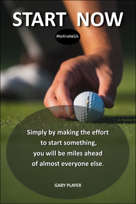 person with a golf ball and a quote by Gary Player
