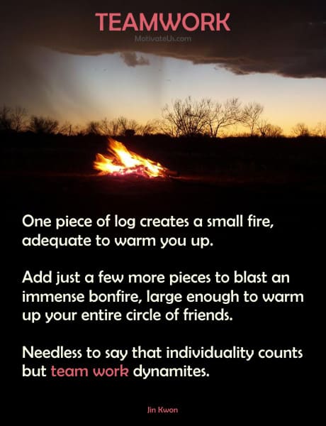 A Picture: (Big Campfire At Dusk with The Quote:  quote1 on it.