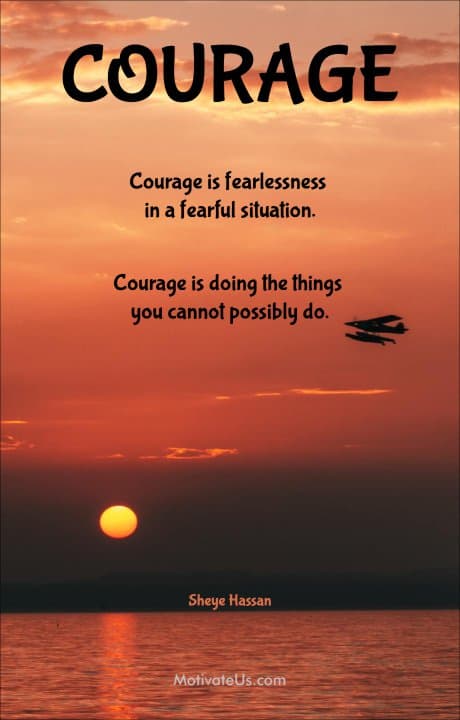 sunset with quote about courage