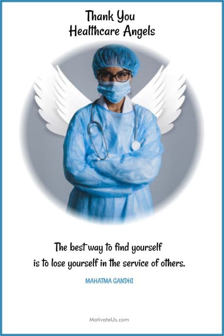 nurse or doctor with angel wings