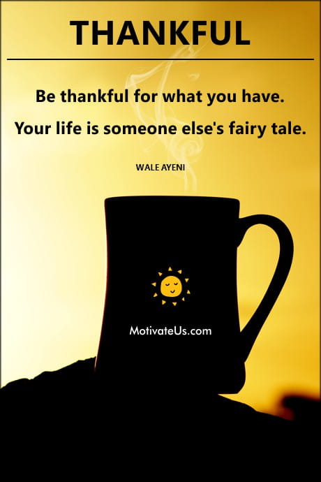 coffee cup and a quote about being thankful