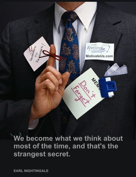 A Picture: (Man With Notes To Remember All Over His Clothes with The Quote:  quote1 on it.