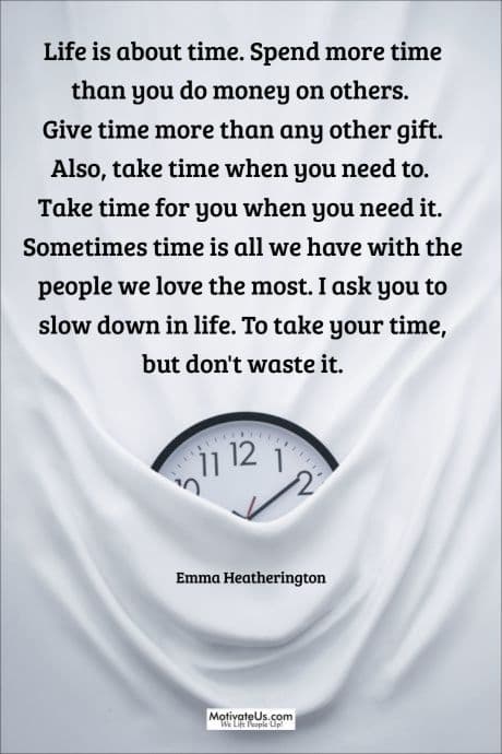 a clock hiding in the sheets with a beautiful quote too