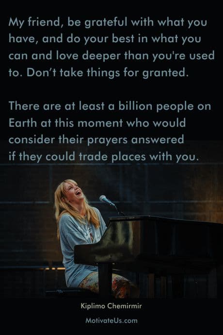 woman at a piano and a quote from Kiplimo Chemirmir