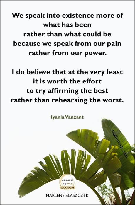 palm leaves and a quote by Iyanla Vanzant