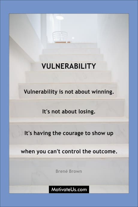 set of stairs in a home and a quote by BrenÃ© Brown