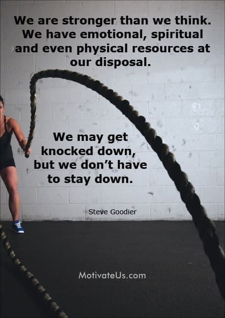 person working out with an amazing quote by Steve Goodier