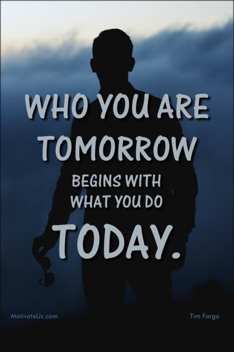 person in silhouette and a quote by Tim Fargo