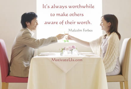 A Picture: (Two People At Table with The Quote:  quote1 on it.