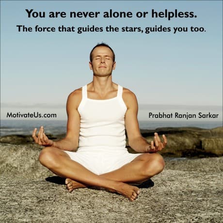 A Picture: (Man Meditating Outside with The Quote:  quote1 on it.