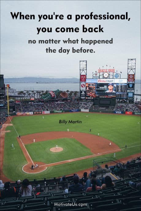 Oracle Park with a quote from Billy Martin