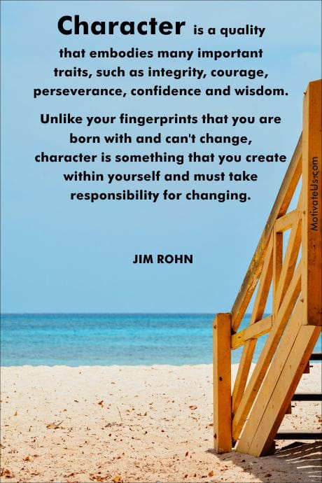 quote from Jim Rohn and beach scene with a set of stairs.