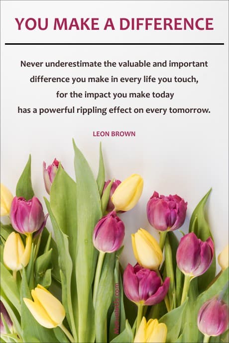 bouquet of tulips and a quote by leon Brown