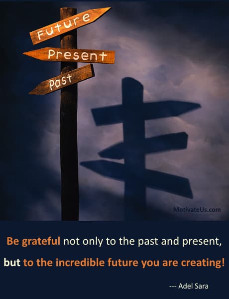 A Picture: (Signpost With Past, Present And Future On It. with The Quote:  quote1 on it.