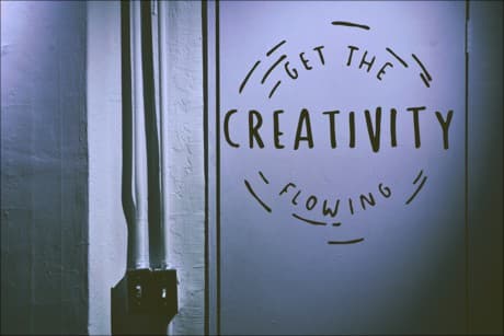 messages about creativity on a door or wall