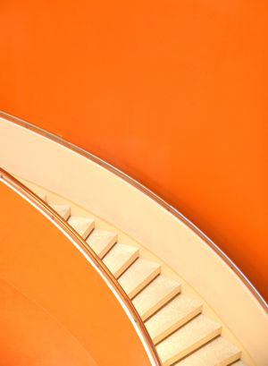 steps on orange background